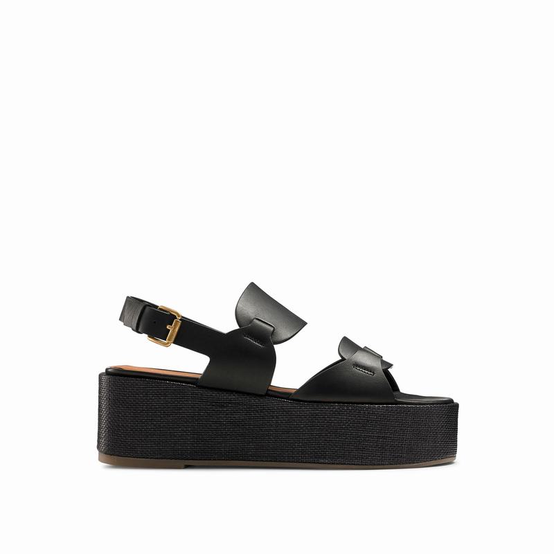 Russell & Bromley Palm Womens Extreme Flatform Sandals Black |KXP6841TM|